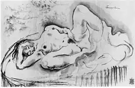 Masturbation féminine, une des gravures des Improvisations sur le thème de l'amour de Michel Fingesten.