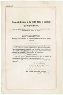 Reproduction en bichromie de la page de proposition d'amendement signée.