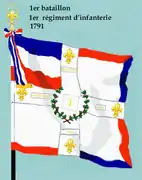 drapeau d’Ordonnance du 1er&nbsp;régiment d’infanterie de ligne de 1791 à 1794