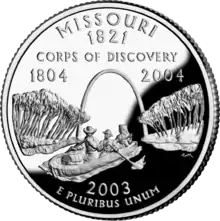 Revers du State Quarter du Missouri avec une représentation de l'arche.