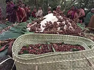 Les offrandes sur l'autel.