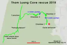 Plan de la grotte de Tham Luang Nang Non