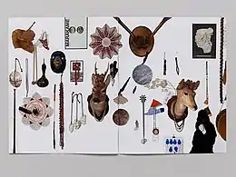 "Murs chamaniques 1 et 2", brochure, lors de l’exposition Paul Viaccoz, ESPRIT ES-TU LÀ ? CEC, 2021. Courtesy Centre d’édition contemporaine, Genève. Photo :  Sandra Pointet