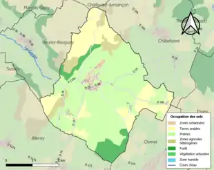 Carte en couleurs présentant l'occupation des sols.