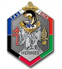 Insigne du 21e&nbsp;régiment d'infanterie marine lors de la Task Force Hermès (Afghanistan).