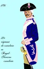 22e régiment de cavalerie de 1791 à 1792, puis 21e régiment de cavalerie