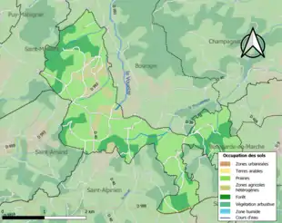 Carte en couleurs présentant l'occupation des sols.