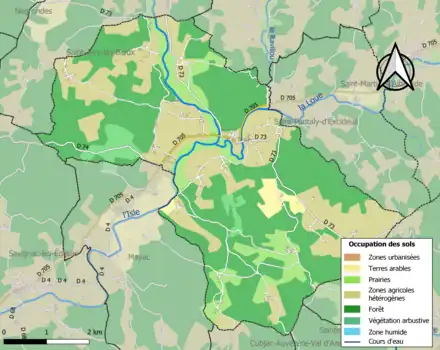 Carte en couleurs présentant l'occupation des sols.