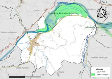 Carte de la ZNIEFF de type 1 à La Saint-Julien-de-Lampon.