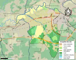 Carte en couleurs présentant l'occupation des sols.