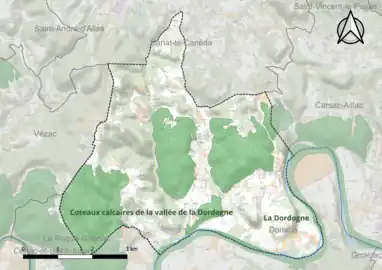 Carte des sites Natura 2000 à Vitrac.