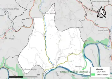 Carte des ZNIEFF de type 1 à Vitrac.