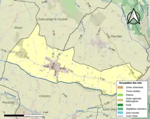 Carte en couleurs présentant l'occupation des sols.