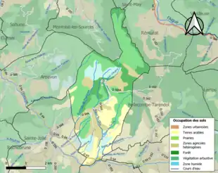 Carte en couleurs présentant l'occupation des sols.