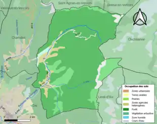 Carte en couleurs présentant l'occupation des sols.