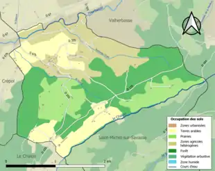 Carte en couleurs présentant l'occupation des sols.