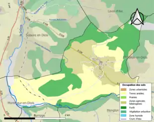 Carte en couleurs présentant l'occupation des sols.