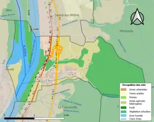 Carte en couleurs présentant l'occupation des sols.