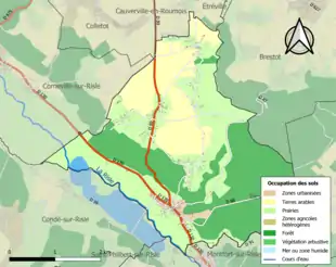 Carte en couleurs présentant l'occupation des sols.