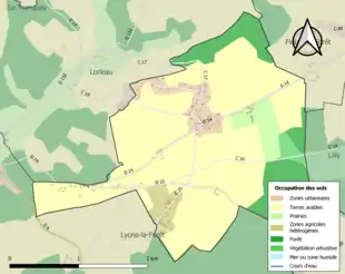 Carte en couleurs présentant l'occupation des sols.