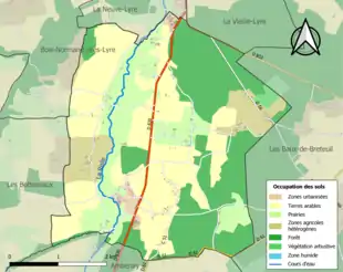 Carte en couleurs présentant l'occupation des sols.