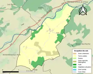 Carte en couleurs présentant l'occupation des sols.