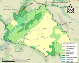 Carte en couleurs présentant l'occupation des sols.