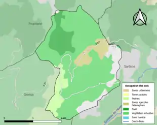 Carte en couleurs présentant l'occupation des sols.