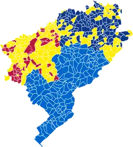 Nuance politique des candidats arrivés en tête dans chaque commune au 2e tour.