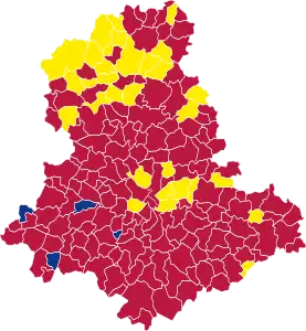 Nuance politique des candidats arrivés en tête dans chaque commune au 2e tour.