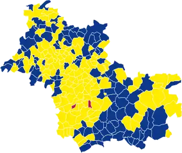 Nuance politique des candidats arrivés en tête dans chaque commune au 2e tour.
