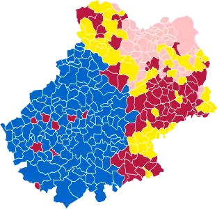 Nuance politique des candidats arrivés en tête dans chaque commune au 2e tour.