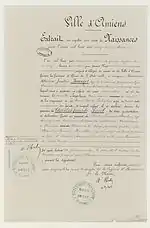 Extrait d'acte de naissance ancien écrit à l'encre.