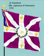 Drapeau du 2e bataillon du 20e régiment d'infanterie de ligne de 1791 à 1793