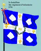 Drapeau du 2e bataillon du 80e régiment d'infanterie de ligne de 1791 à 1793
