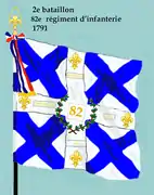 Drapeau du 2e&nbsp;bataillon du 82e&nbsp;régiment d'infanterie de ligne de 1791 à 1793.