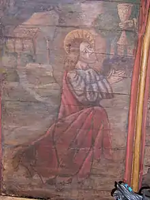 Église Saint-Jacques de Pouldavid : Jésus au jardin des oliviers (fresque du 3e&nbsp;lambris de l'église).