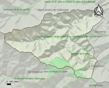 Carte des ZNIEFF de type 1 sur la commune.