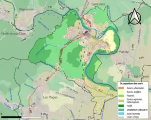 Carte en couleurs présentant l'occupation des sols.