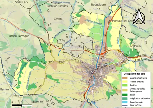 Carte en couleurs présentant l'occupation des sols.