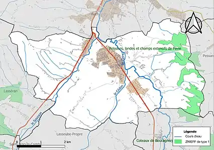 Carte de la ZNIEFF de type 1 sur la commune.