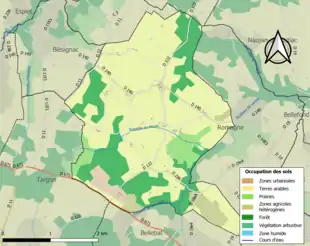 Carte en couleurs présentant l'occupation des sols.