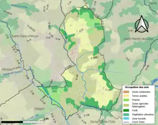 Carte en couleurs présentant l'occupation des sols.