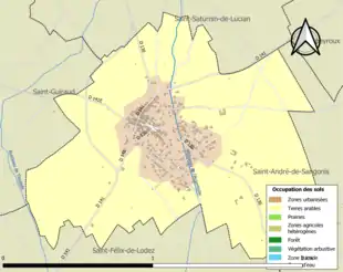 Carte en couleurs présentant l'occupation des sols.
