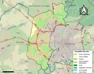 Carte en couleurs présentant l'occupation des sols.