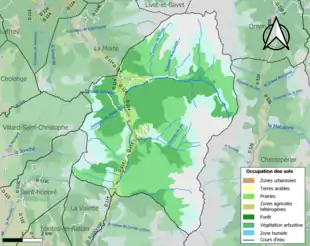 Carte en couleurs présentant l'occupation des sols.