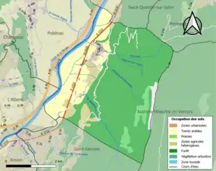 Carte en couleurs présentant l'occupation des sols.