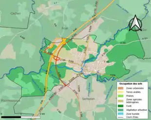 Carte en couleurs présentant l'occupation des sols.