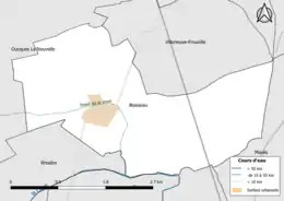 Carte en couleur présentantle réseau hydrographique de la commune