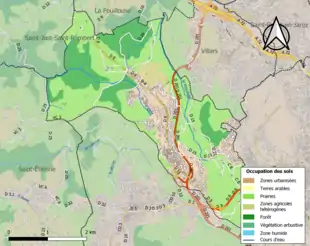 Carte en couleurs présentant l'occupation des sols.